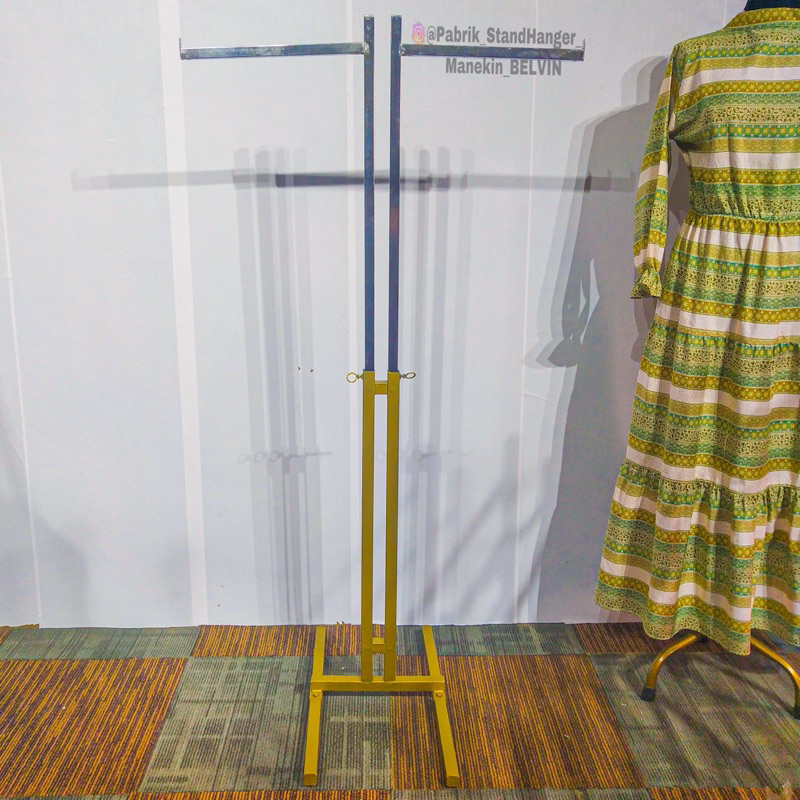 StandHanger 2 Arah Pipa Kotak 140 CM | Gawang 2 Arah Pipa Besi Kotak | Gawangan Pipa Kotak 1,4 Meter