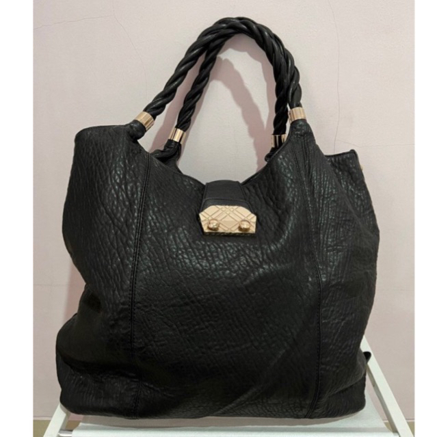 tas daks london warna hitam kulit asli