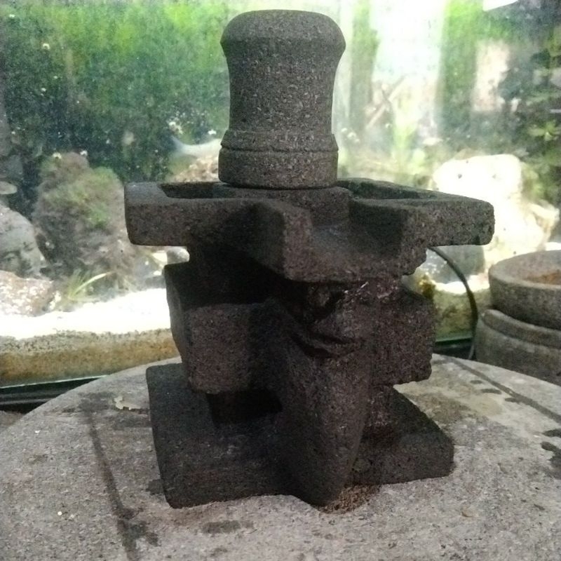 MINIATUR LINGGA YONI NAGA PERCANA/PERTALA 10CM X 12CM X 15CM BAHAN BATU CANDI ASLI