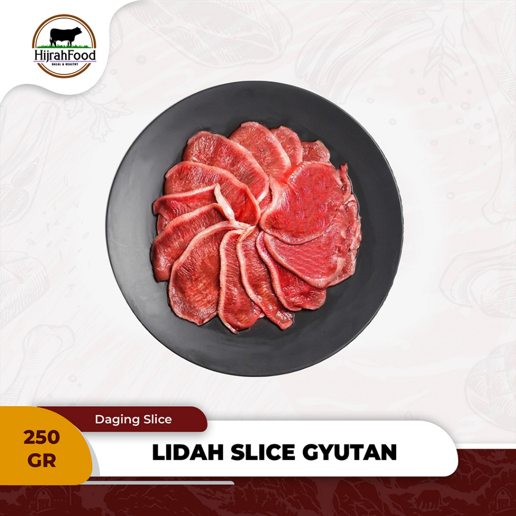 

Hijrahfood Lidah Sapi Slice Iris Tipis AUS Beef Ox Tongue for Gyutan 250gr