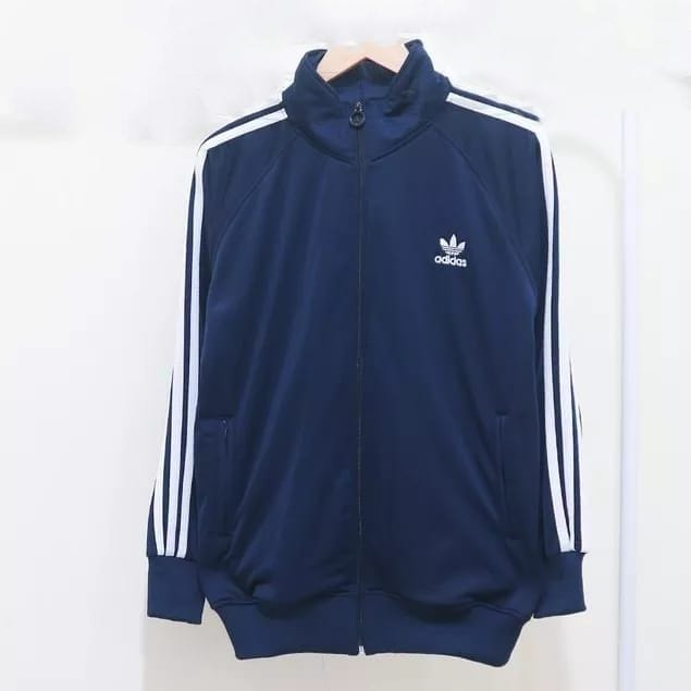 COD - Jaket Adidas Tracktop Navy Firebird Pria - Putih Strep Hitam Polyster