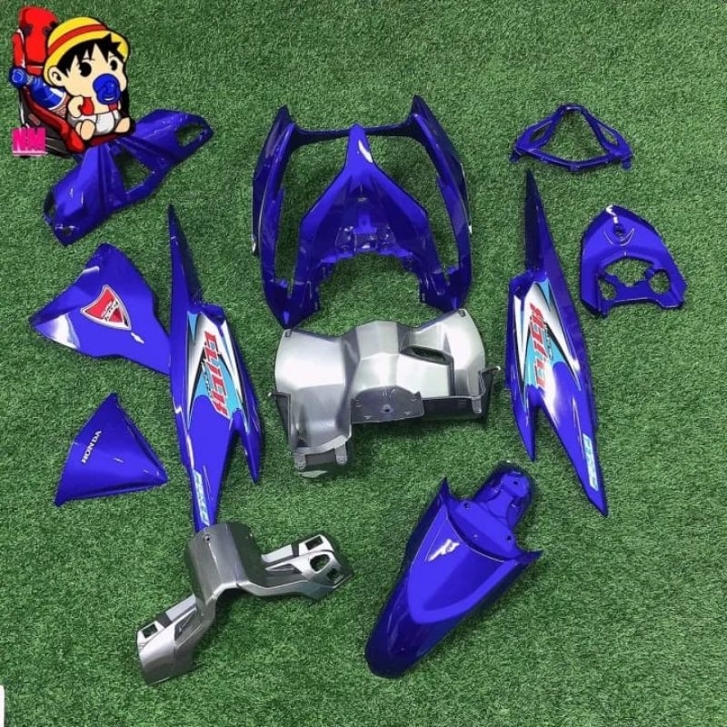 Body Halus Full Cover Motor Honda Vario Techno 125 2014 Warna Biru Tua Silver