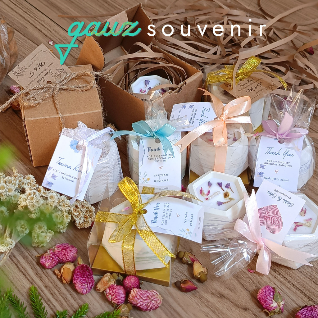 Souvenir gift pernikahan Lilin Aromaterapi Pot Concrete semen Motif Marbel