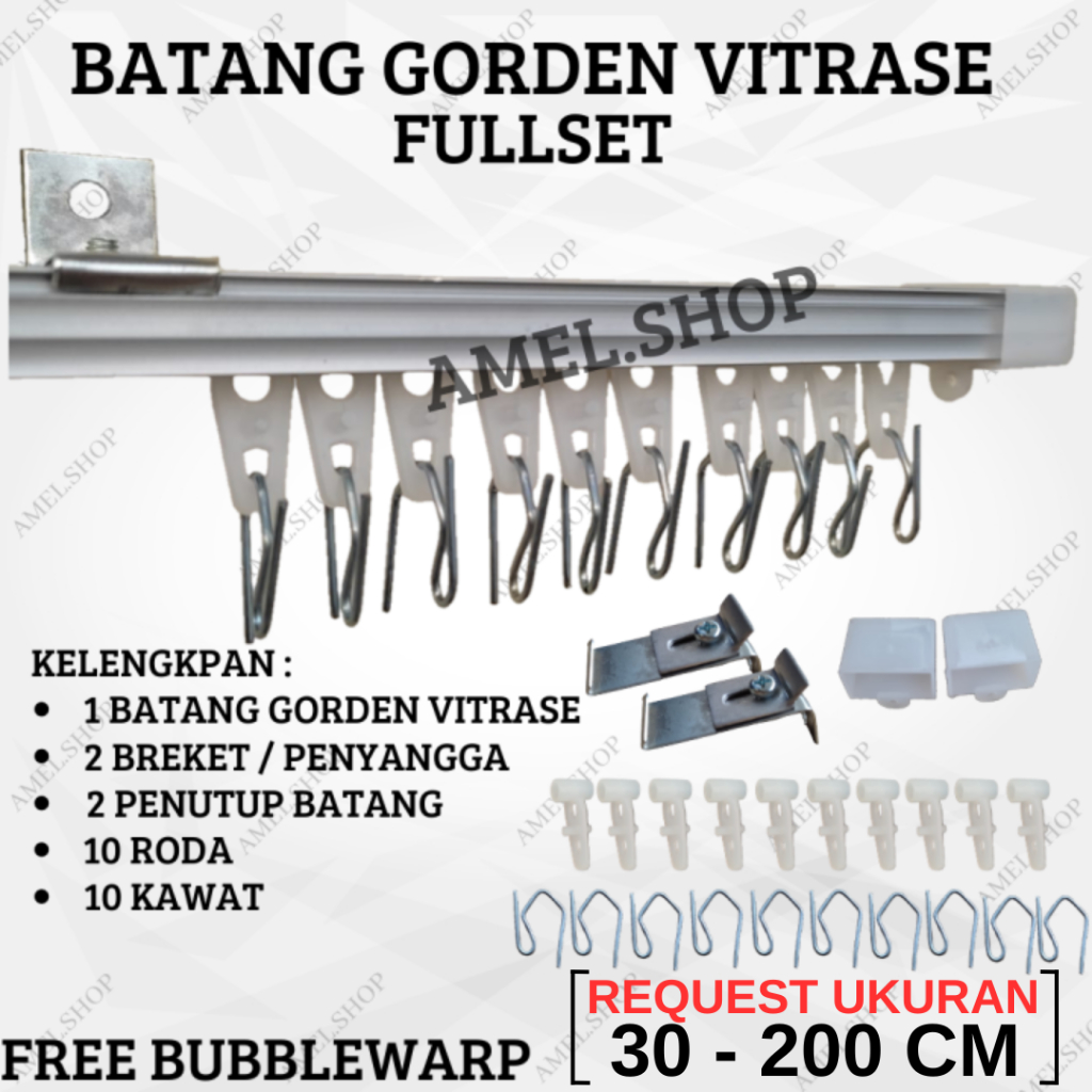 BATANG KOTAK GORDEN VITRASE ALUMINIUM FULL SET