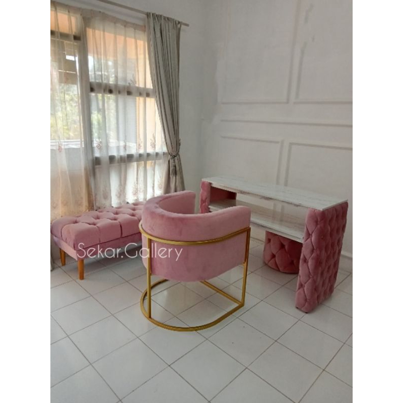 Meja Nail Art - Sofa Nail Art - Stool kancing seribu - Banch - Set Nail Art