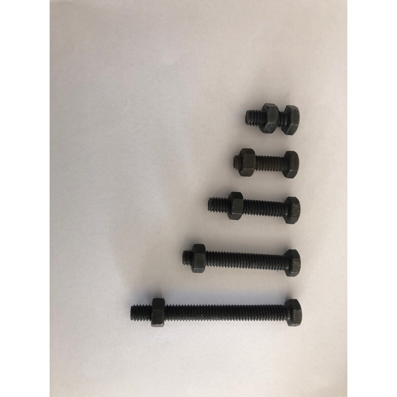 Baut Mur Hitam 3/8 x 3/4 Drat Kasar / Baut Besi Hitam / Baut Hexagon