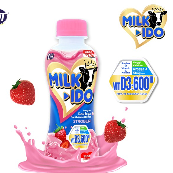 Milk-ido Susu Rasa Strawberry 200ml (Karton)
