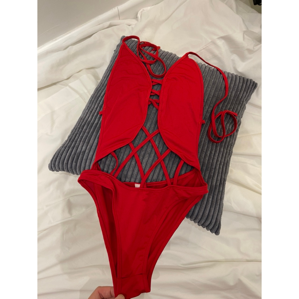 Bikini One Piece Swimsuit Merah