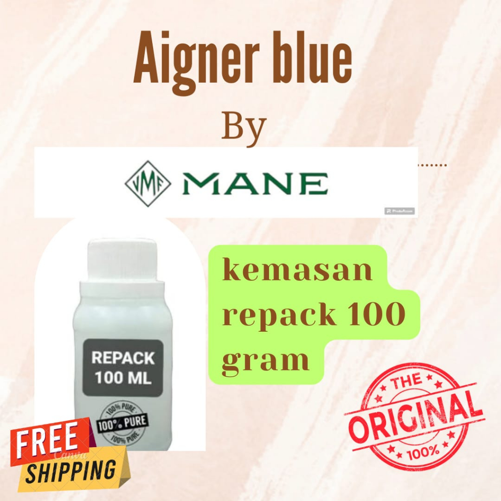 100 GRAM AIGNER BLUE BY MANE BIBIT MURNI ORIGINAL PABRIK ( REPACK )