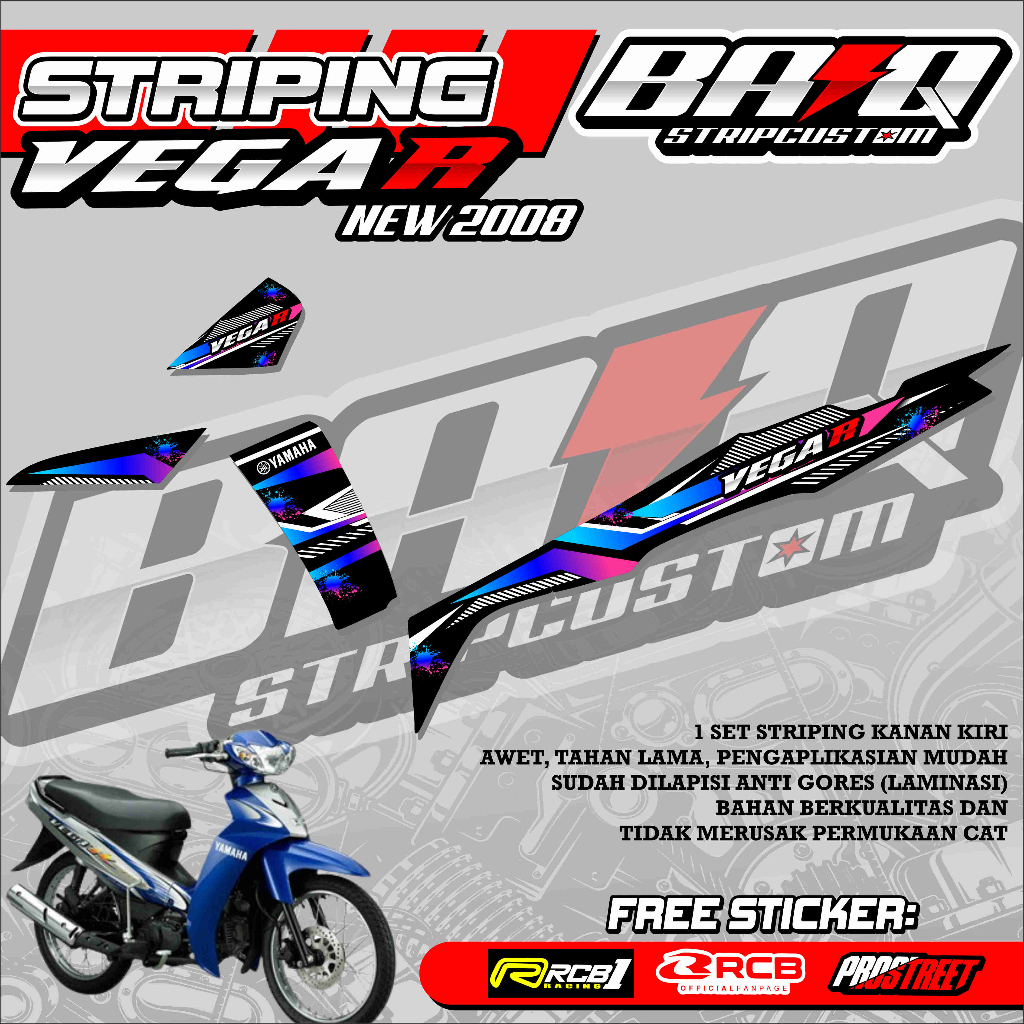 STICKER VEGA R NEW 2008 - STRIPING VEGA R NEW 2008 PREMIUM GRAFIK 01