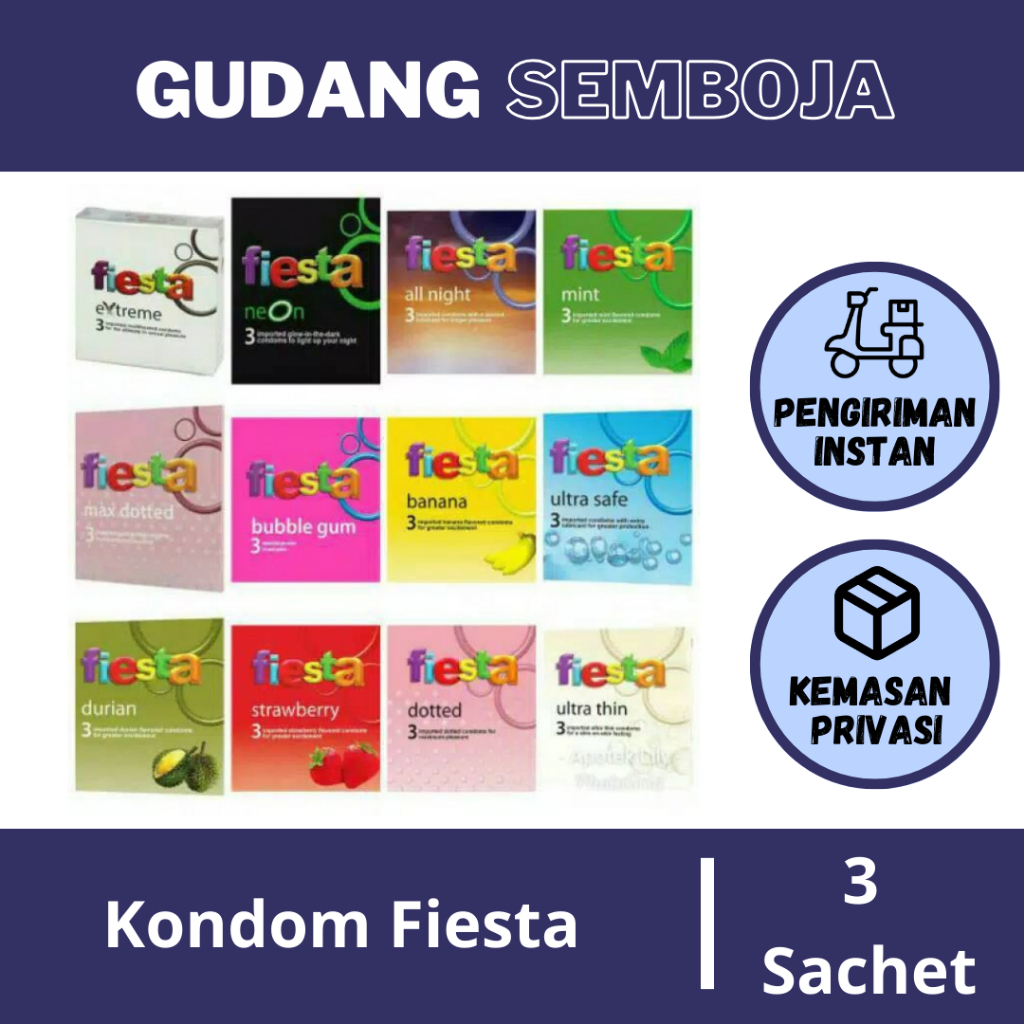 Kondom Fiesta Isi 3 Pcs Berbagai Rasa / Alat Konstrasepsi / Kondom Tipis Anti Bocor