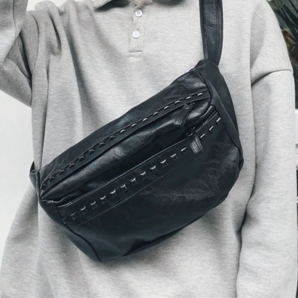 Unik SL092 - TAS SELEMPANG KULIT PRIA IMPORT SLEMPANG COWOK SELENDANG MURAH - BLACK Murah