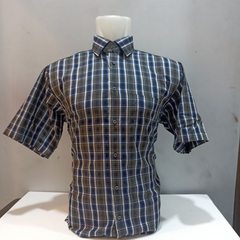 Alisan Motif Kotak Lengan pendek Reguler