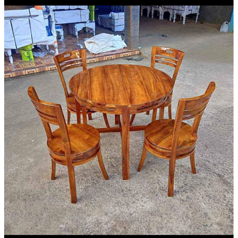 meja makan jati kursi 4