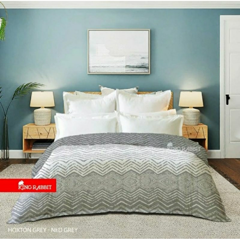 King Rabbit Reserve Bedcover Double Uk 230x230cm ,motif Hoxton Grey