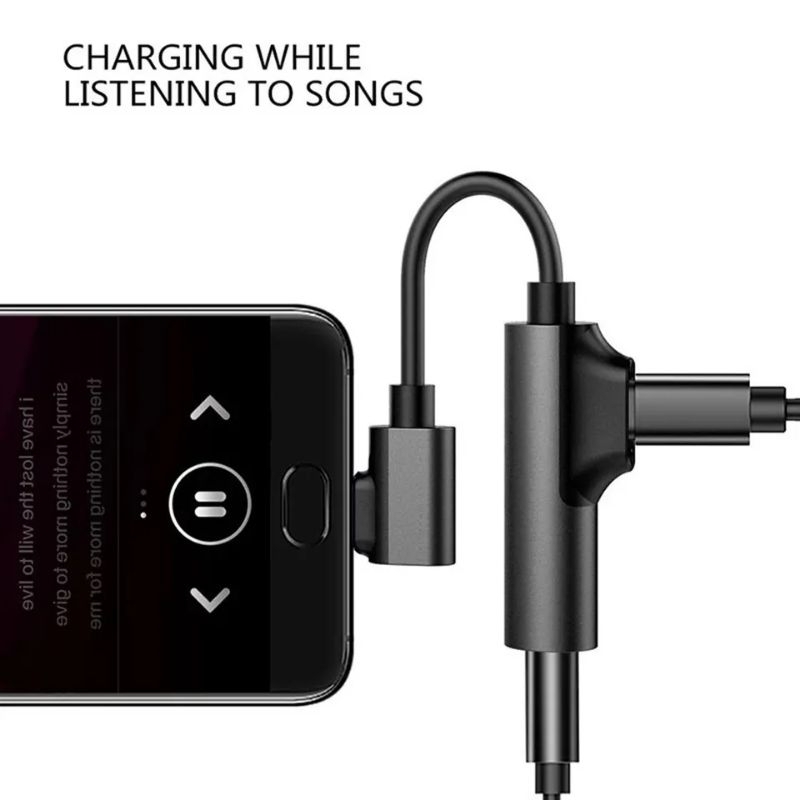SPC-50 SPLITTER OTG TIPE C JACK EARPHONE SPLITTER AUDIO + CASAN CHARGER  ADAPTER CONVERTER HEADSET H