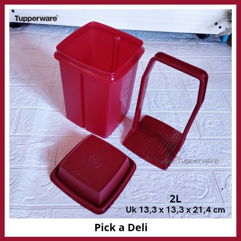 Pick a Deli 2L Merah - Tempat Penyimpanan Es Buah/ Asinan Tupperware