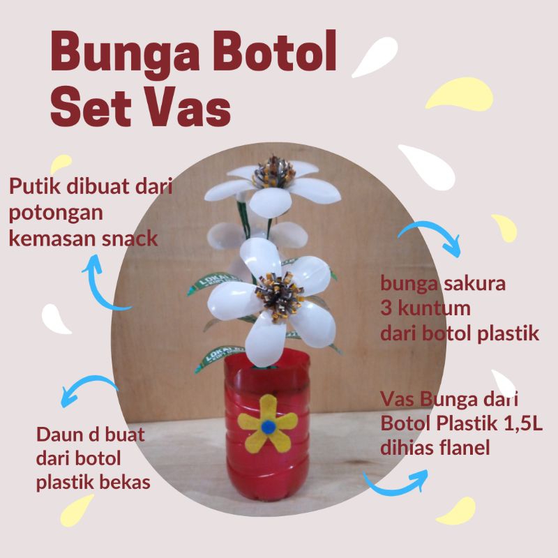 Kerajinan Tangan Bunga Botol Bekas 1 set Vas Botol Bekas