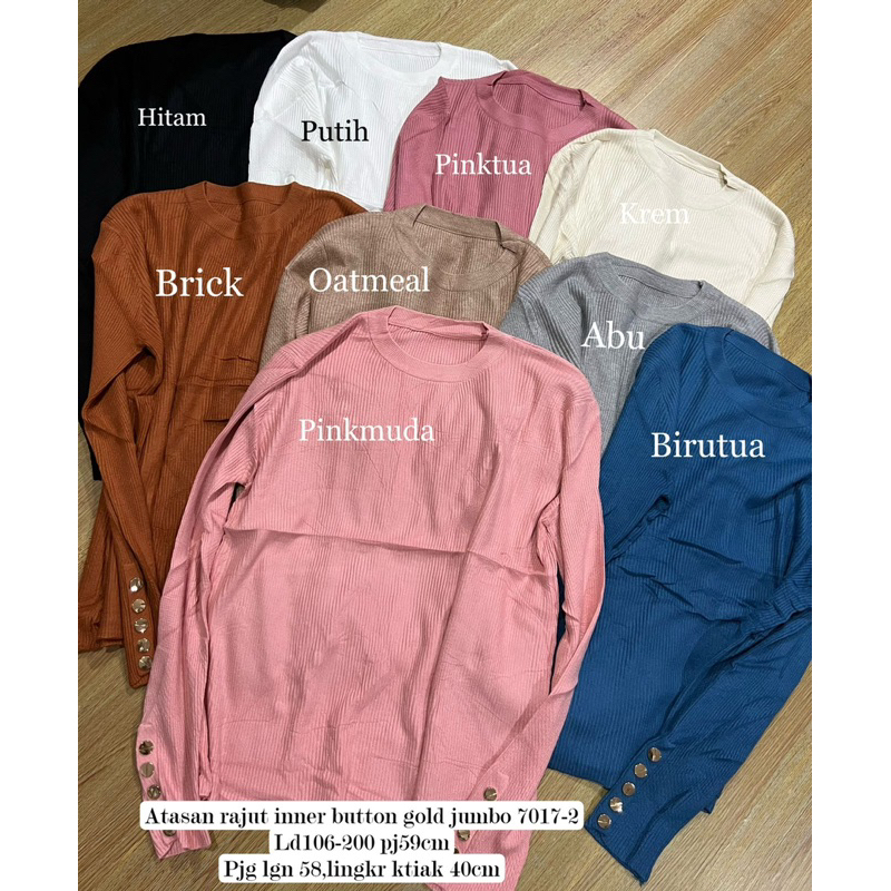 RDfashion Atasan Rajut Inner Jumbo 7017-2 dengan Kancing Aktif - Knitwear, Wanita  Oversize Baju