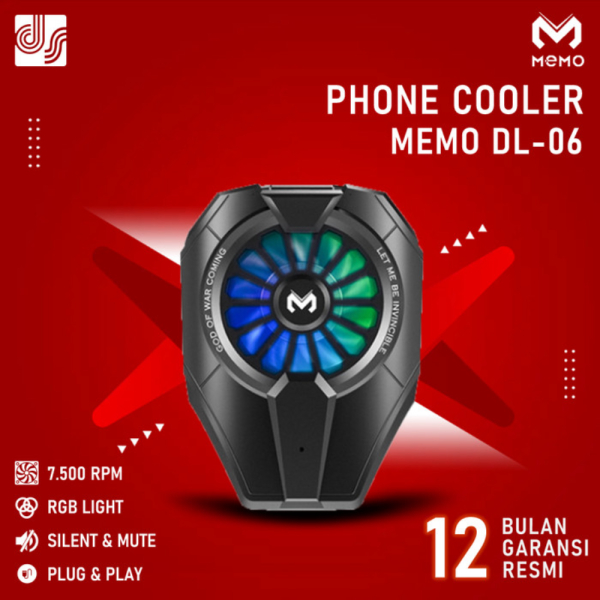 Unik MEMO DL06 DL-06 Mobile Cooling Fan Cooler Radiator Kipas Pendingin HP - Hitam Berkualitas