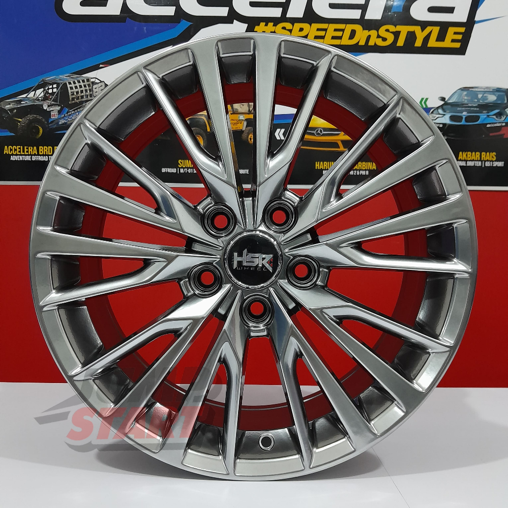 Velg mobil terbaru Hsr wheel Wiegen ring17 lubang 5 warna hyper black pelek mobil racing hsr r17