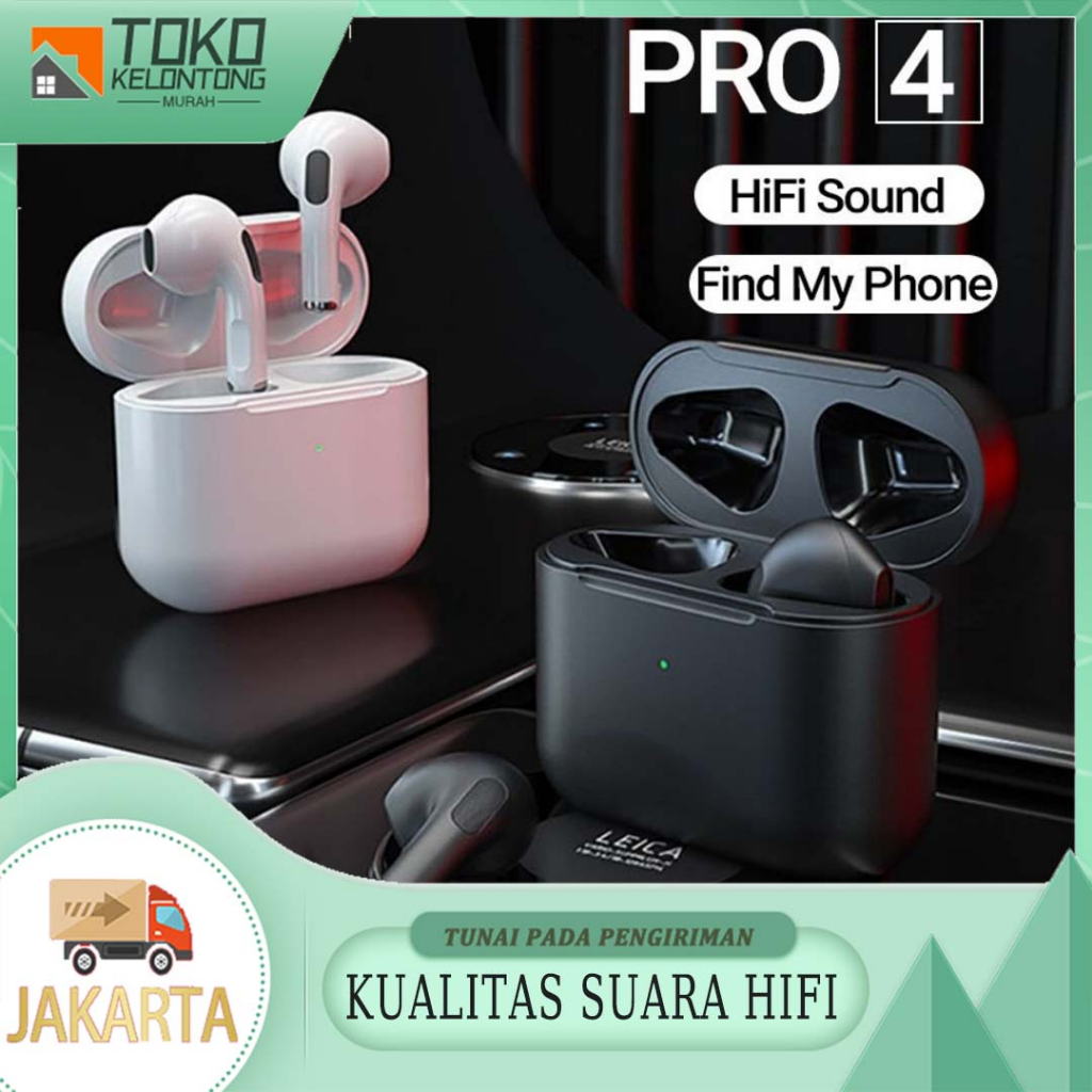 Apple earphone tanpa kabel AirPods Pro 6 Pro4 TWS, Earbuds dalam telinga Bluetooth, Headset olahraga