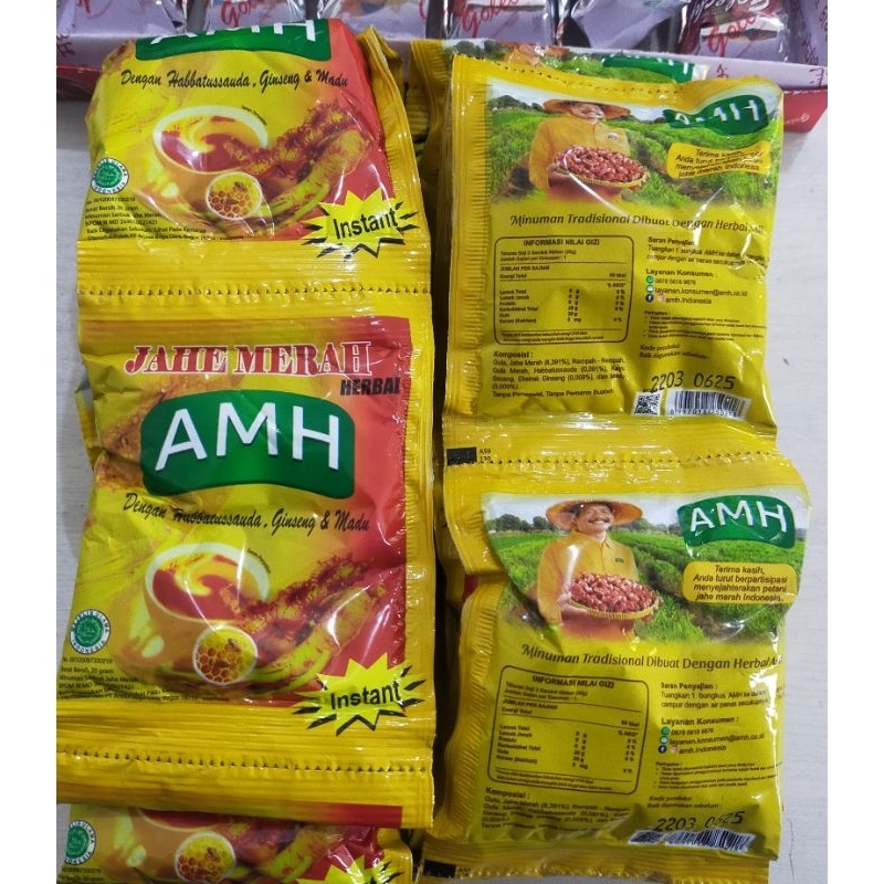 

AMH Jahe Merah Amanah Super Original extra Habbatussauda Ginseng Madu Renceng isi 10 sachet