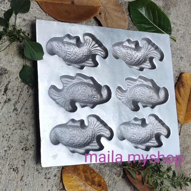 Cetakan kue bhoi jumbo isi 6 khas aceh loyang bolu kering motif ikan kotak anti lengket bahan tebal
