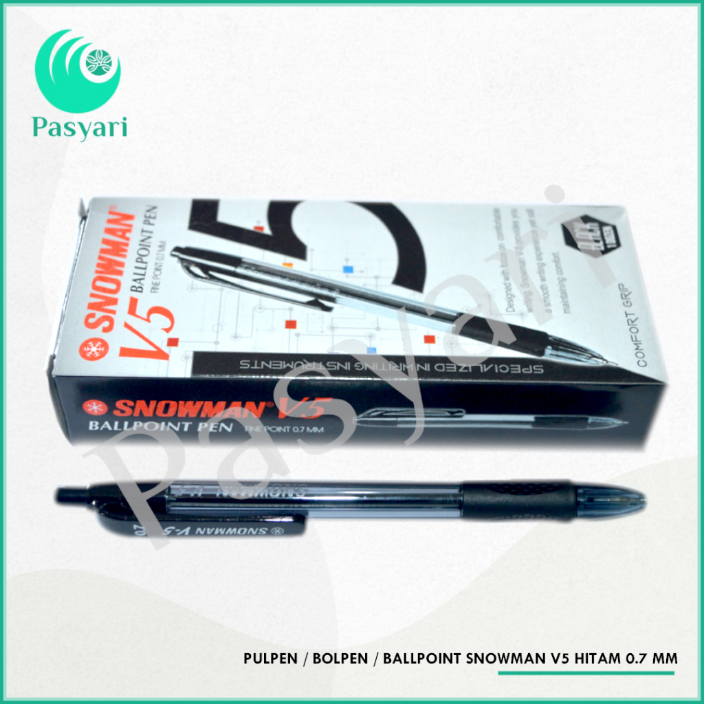 

[PER PACK ] Pulpen / Bolpen / Ballpoint Snowman V5 Hitam 0.7 mm