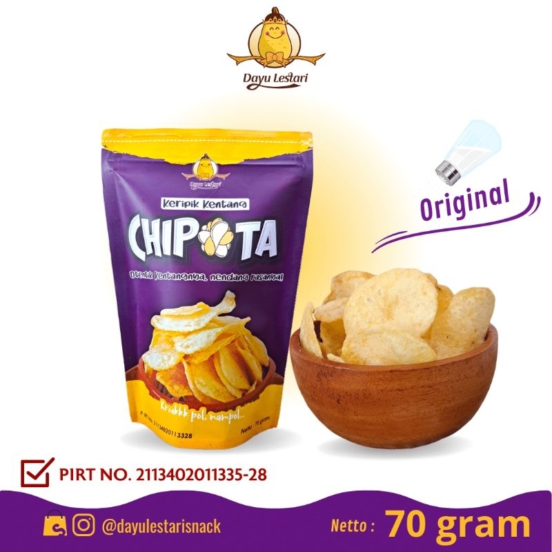 

CHIPOTA Original Keripik Kentang Potato chips || Snack Cemilan Kekininian sehat nikmat
