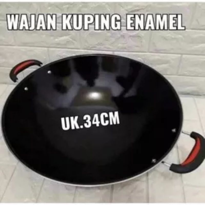 Wajan Enamel kuping Diameter 34cm / Wajan Anti lengket dan gores