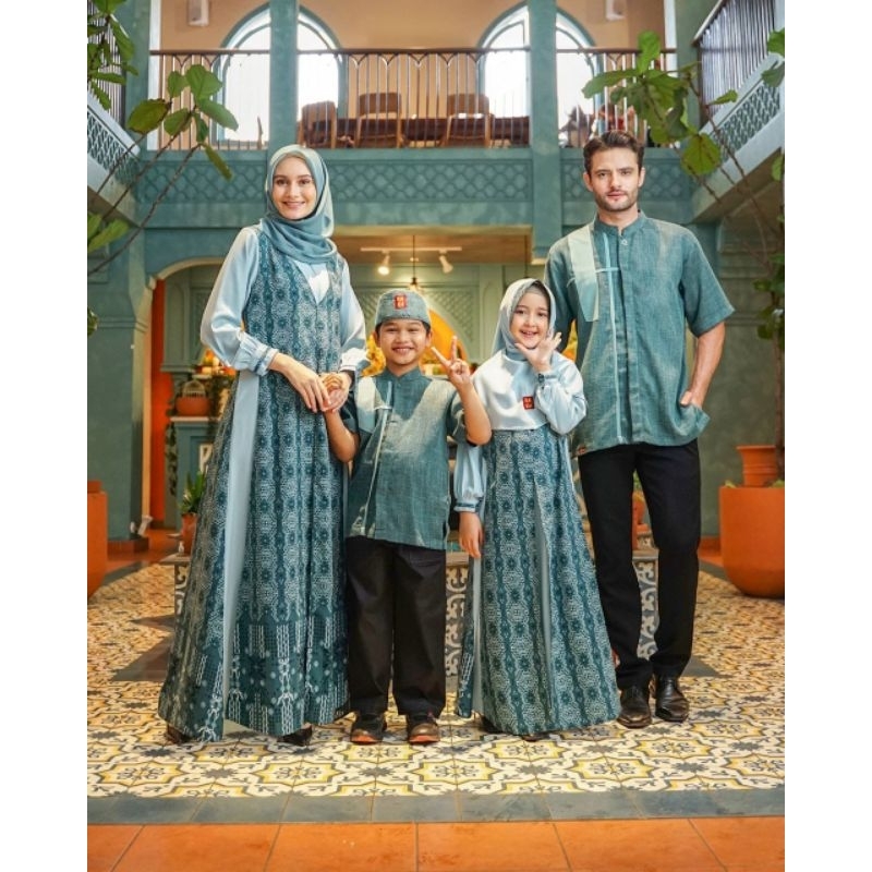 Sarimbit Torino Series Teal Blue - KeKe (Gamis dewasa dan anak)