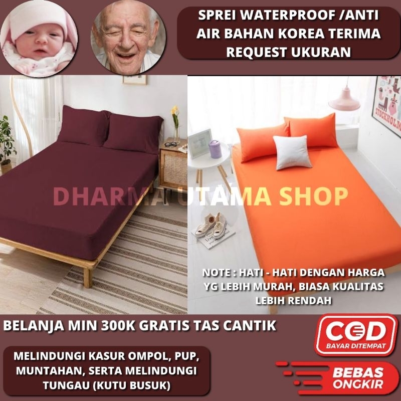 sprei waterproof Korea UK 200x200x40 anti ompol anti air
