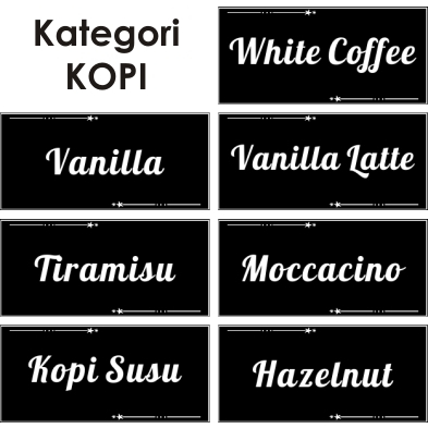 

(TEMA-KOPI) STIKER LABEL varian minuman rasa nama toping Jenis bubuk powder serbuk