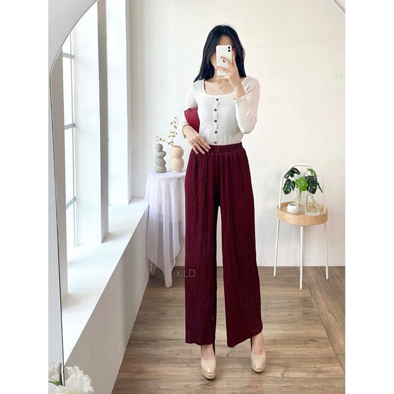 BISA COD SALE CELANA KULOT LIDI PLIKSET HYGET ALLSIZE 60KG CELANA PANJANG POLOS KERJA GROSIR PGMTA T