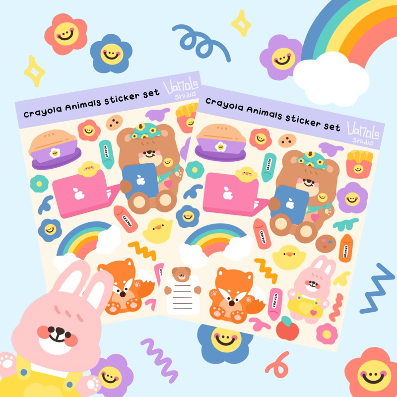 

Vanalastudio - Sticker Sheet Beruang Kelinci Lucu Untuk Jurnal / Sticker Deco Kpop / Sticker Sheet A6 Waterproof Kiss Cut Cute Deco Sticker / Aksesoris handphone hp laptop botol minum