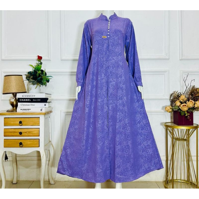 gamis kringkel motif emboss busui ld 110 cm PB 138cm jumbo BB 50-75kg  baju perempuan pakaian wanita fashion muslim