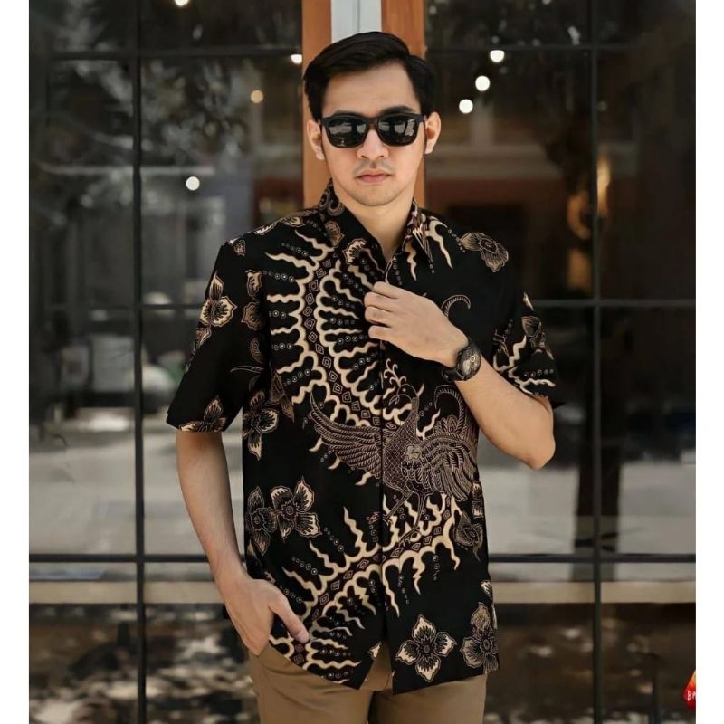 Batik Pria Lengen Pendek Batik azmil Hrb 026 motiv kratonan