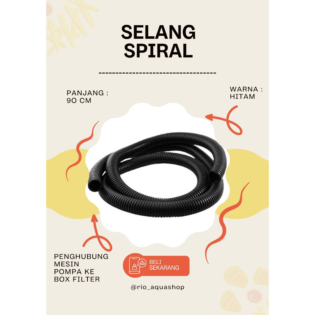 Selang Flexible Selang Spiral Pompa Aquarium HITAM pompa box Filter Top Filter filter talang
