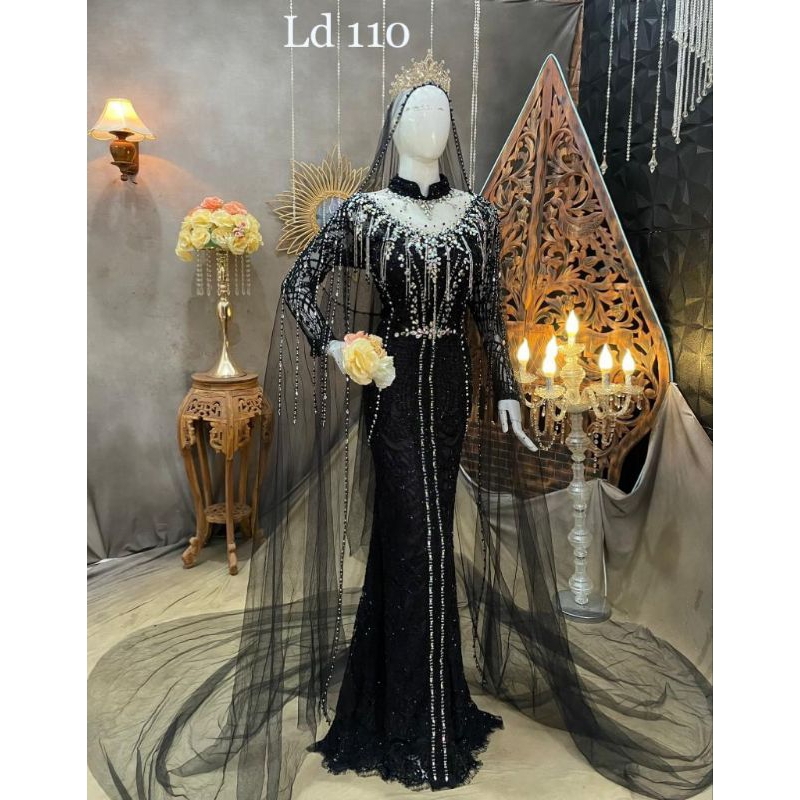 GAUN PENGANTIN HITAM MURAH