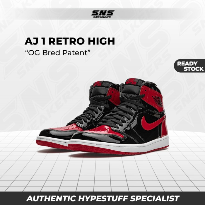 Nike Air Jordan 1 High OG Bred Patent (GS) 100% Original Authentic