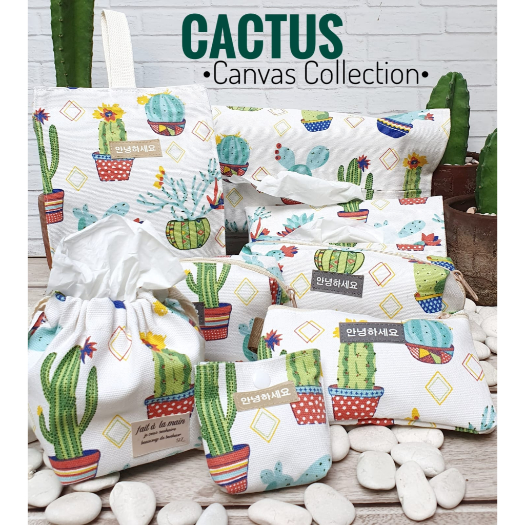 

Pencil Case Canvas Kain Kanvas Kotak Pensil Cute Cactus Flower Pine Tree Korea Korean Aesthetic Estetik