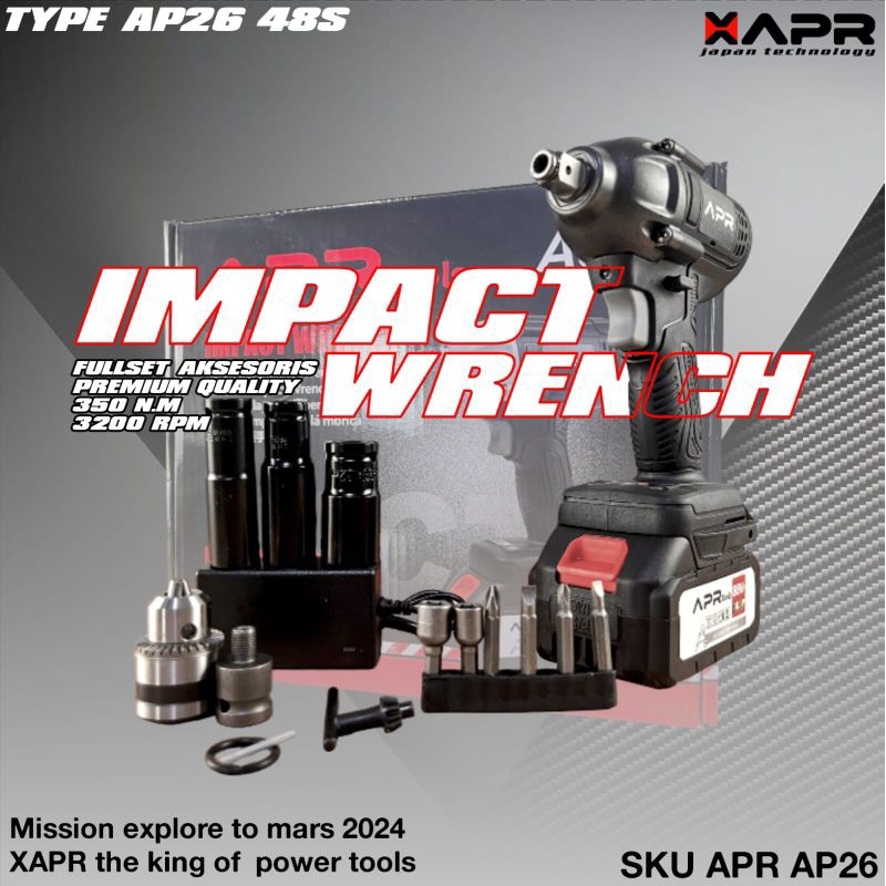 impact wrench APR JAPAN 48V standart AP26 lebih powerfull mesin pembuka baut roda ban mobil motor CV