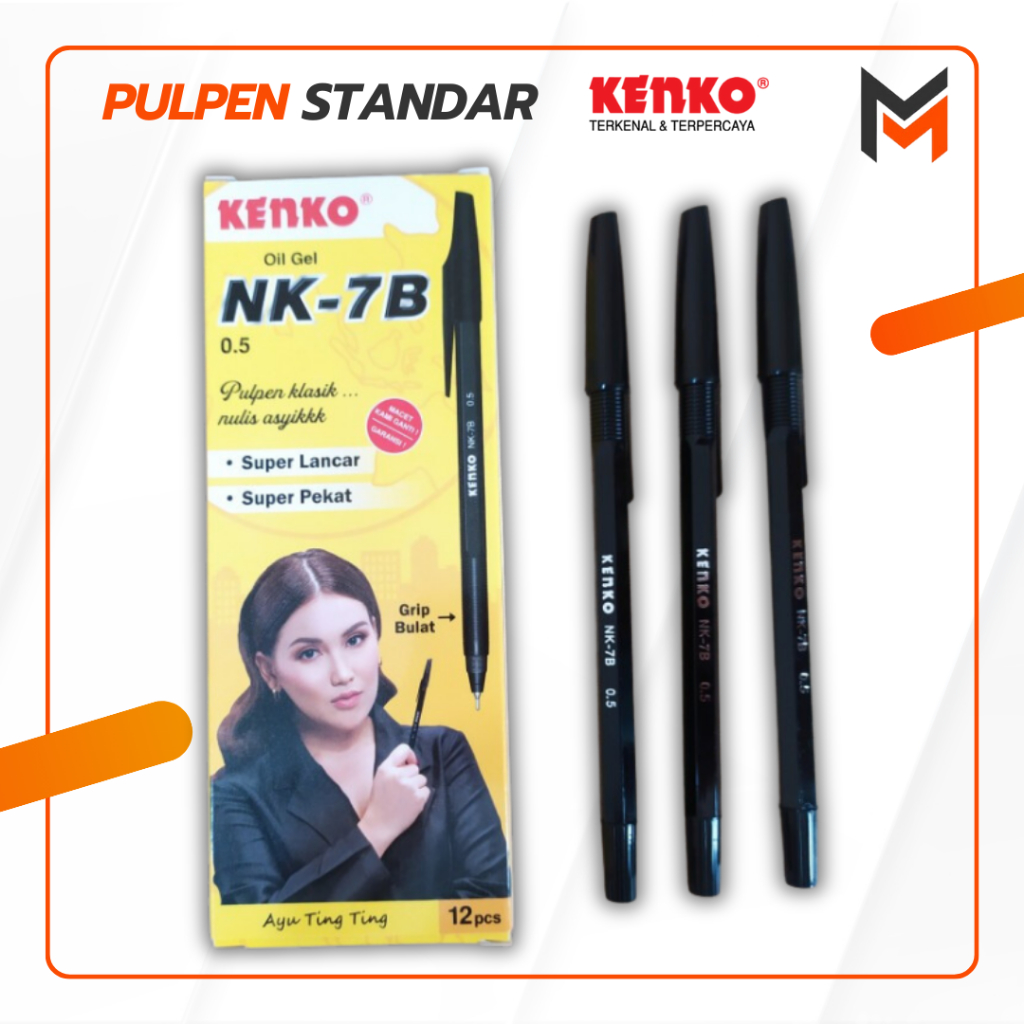 

Pulpen Standar Kenko (12 Pcs) Pena Standar Original NK-7 - Hitam