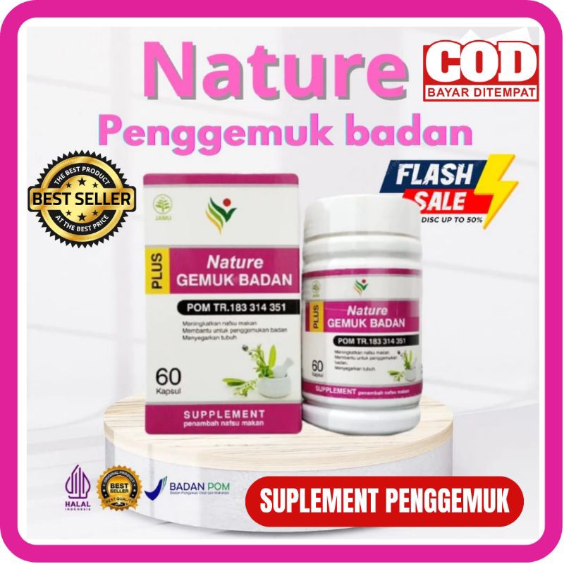 NATURE GEMUK BADAN - Nature GEMUK BADAN ORIGINAL Suplemen Penggemuk Badan Isi 60 Kapsul Obat Herbal 