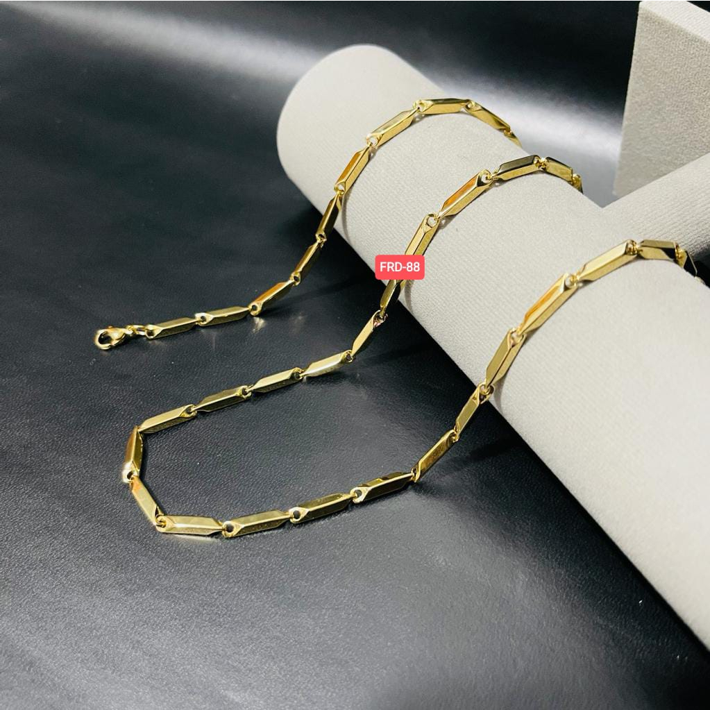 KALUNG TITANIUM PRIA WANITA MODEL PADI SILVER/EMAS/HITAM