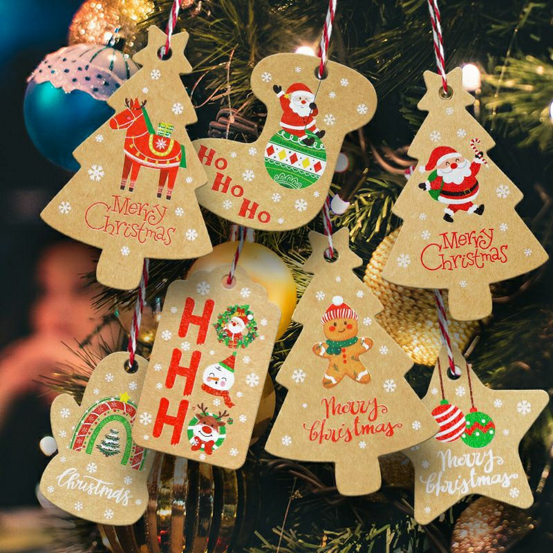 

(50 Pcs) Hang Tag Merry Christmas Gift Tag Greeting Natal
