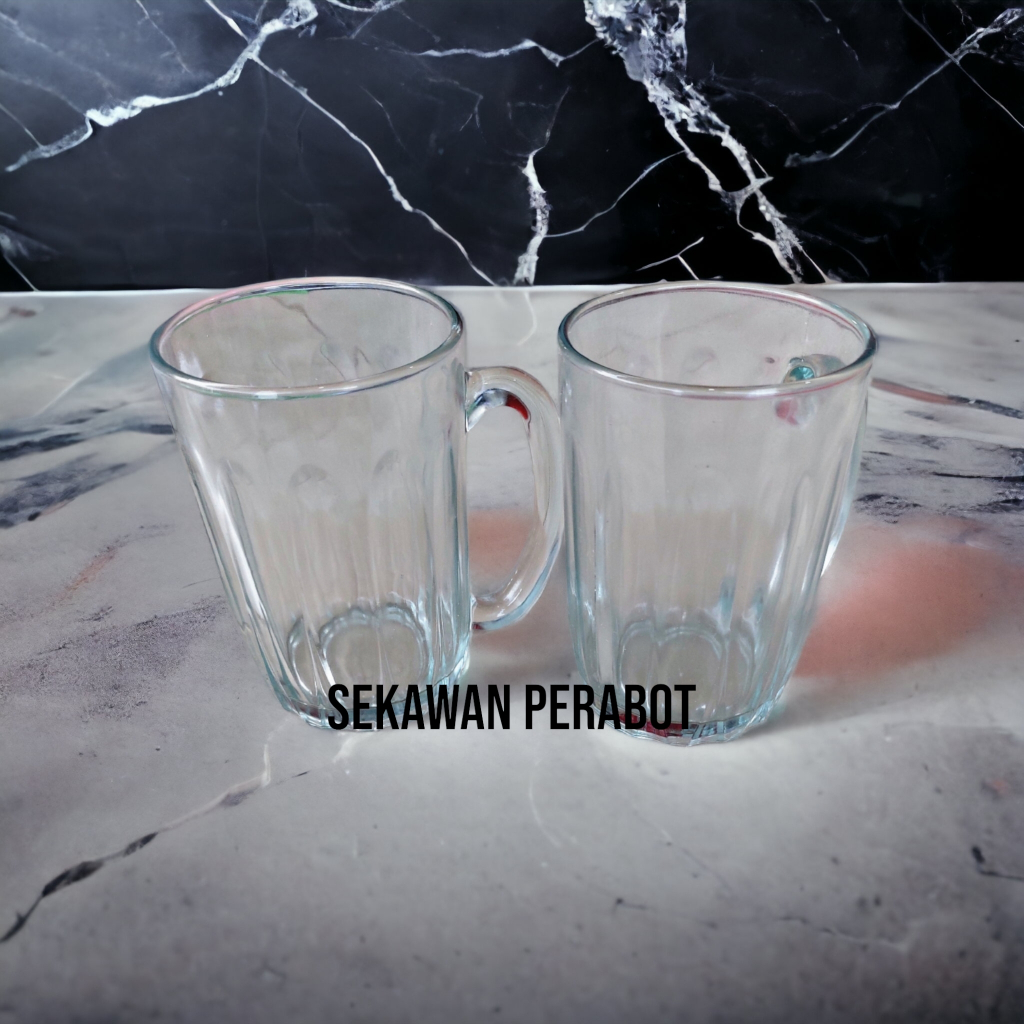 {ISI 6} GELAS FM 360 BBC GLASS GELAS KACA GAGANG BESAR BELING TEH MINUM