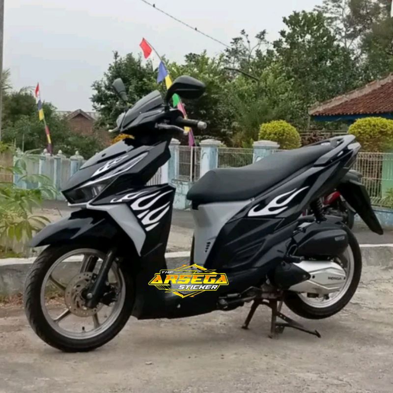 ARSEGA - Cutting Sticker Stripping V12 VARIO 125 - 150 LED Variasi Nyala Lidah Api Hot Tribal Stripi