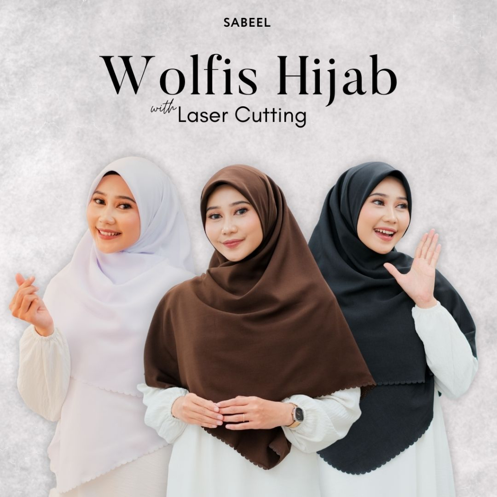 JILBAB HIJAB KERUDUNG SEGIEMPAT SEGI EMPAT SQUARE WOLFIS WOOLPEACH POLOS LASERCUT PREMIUM SYAR'I 130